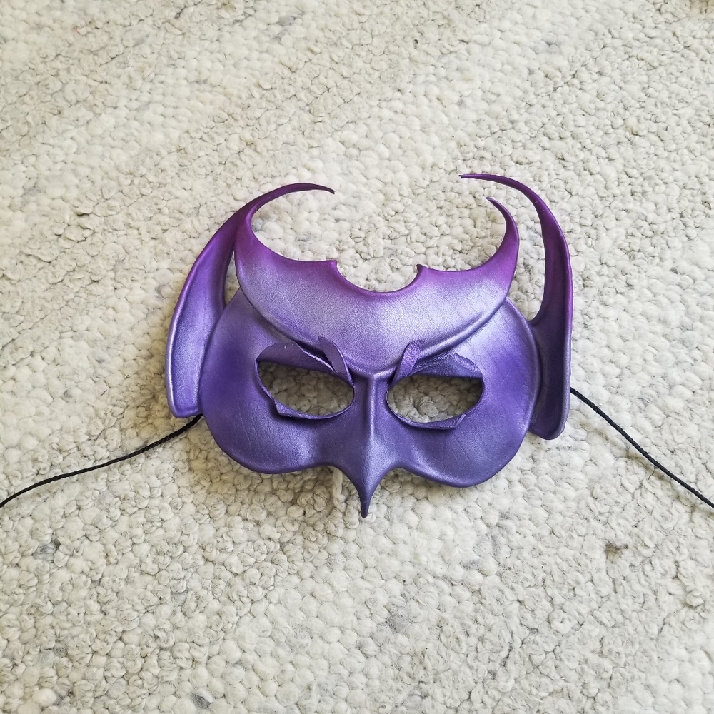 Leather Mask - Purple Goblin - signed by artist Larry Wood